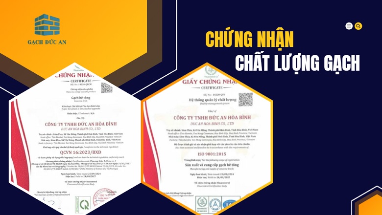 giấy kiểm định chất lượng gạch Đức An. Gạch Đức An là đơn vị uy tín hàng đầu về sản xuất gạch tại Phú Thọ